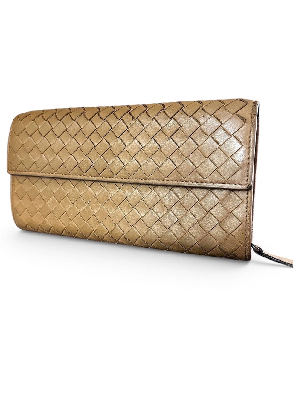 Bottega Veneta Camel Leather Intrecciato Wallet